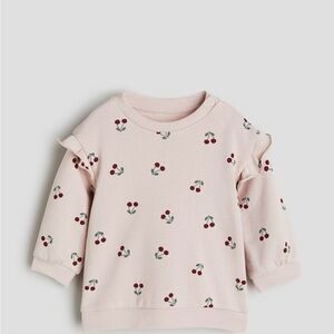 H&M 2 piece Pink Sweatshir & pants with Cherry Print